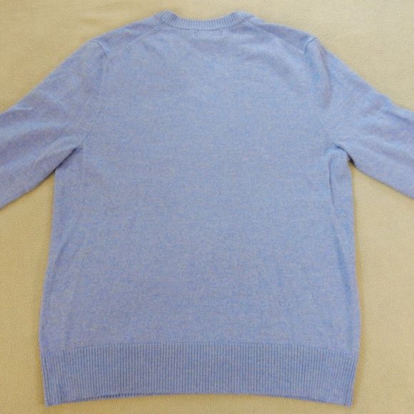 Banana Republic Men Sweater Medium Blue 100% Extra Fine Merino Wool VNeck Jumper - Picture 8 of 8